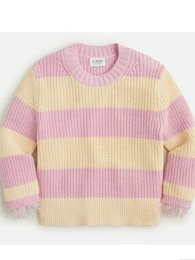 J.Crew Collection feather-trim crewneck sweater In Cream And Pink Size Small
